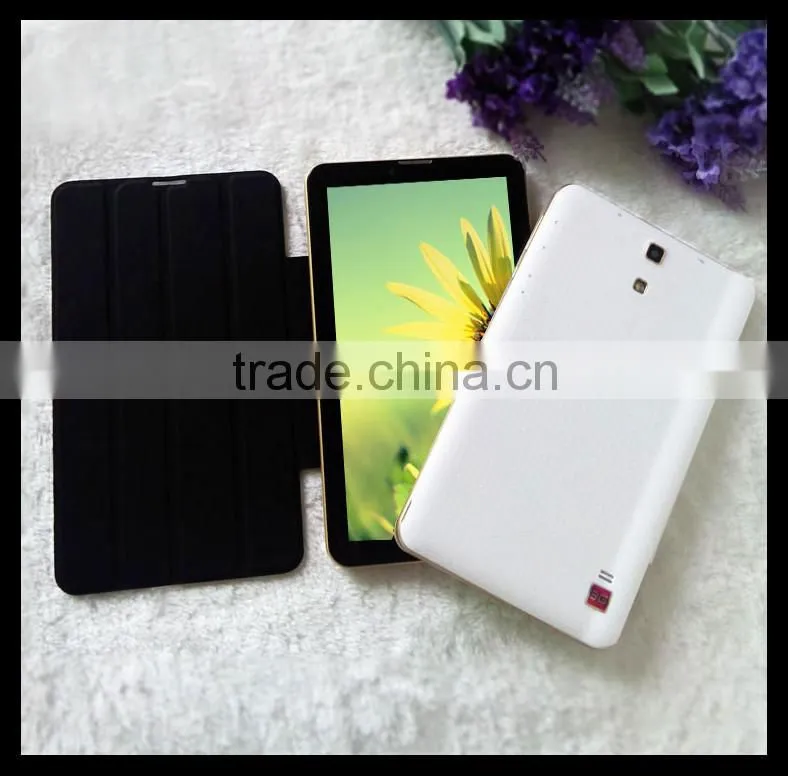 7 Inch Dual Core 3G Calling Dual Sims Android 4.4 MTK6572 Tablet PC with Case covered wifi and Bluetooth