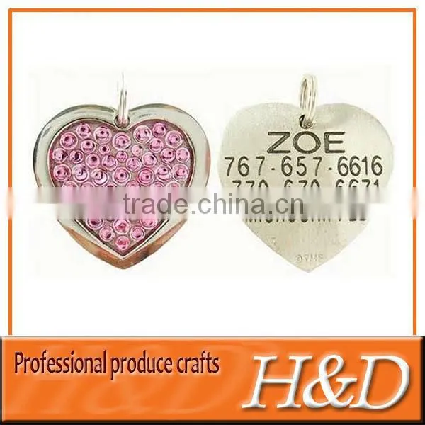 Heart shape High quality metal tags for jewelry with printing color