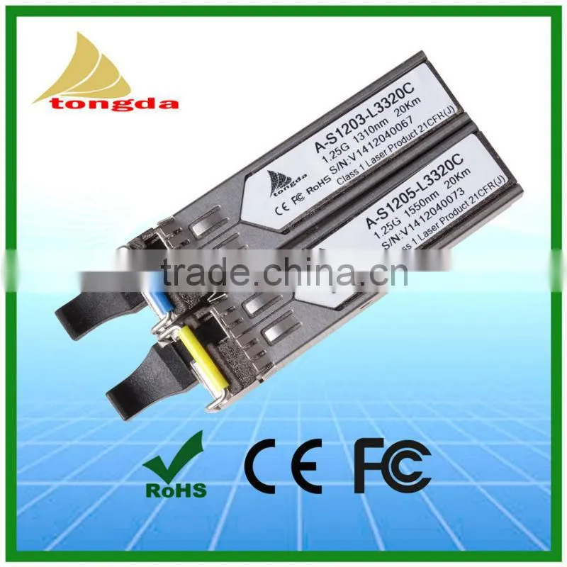 1.25G SFP Transceiver 20KM fiber transceiver single mode BIDI sfp 1310nm / 1550nm