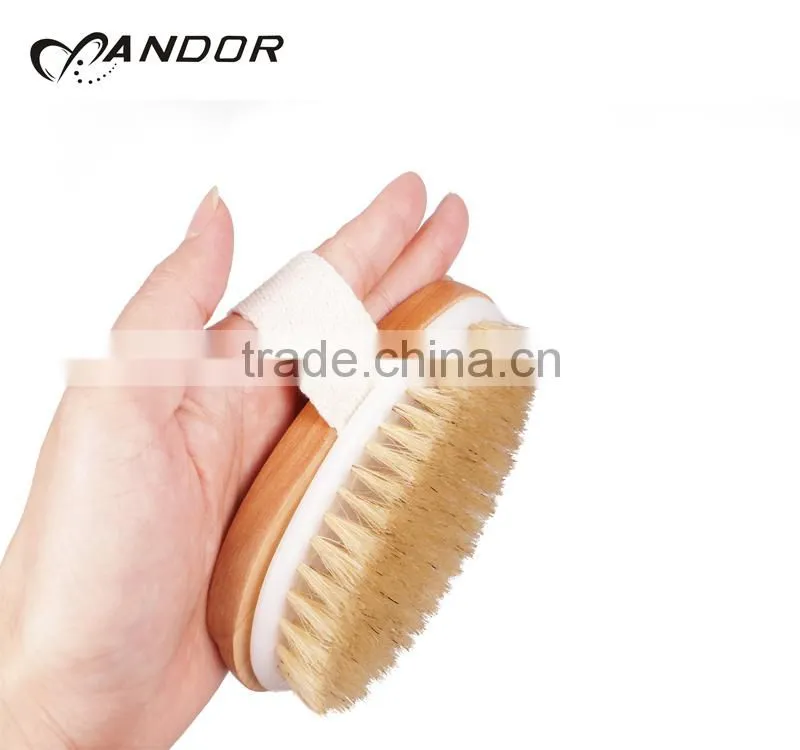 Natural bristle detachable wooden handle bath brush