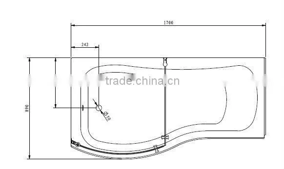 Square Acrylic Shower Bathtub with Bath Screen