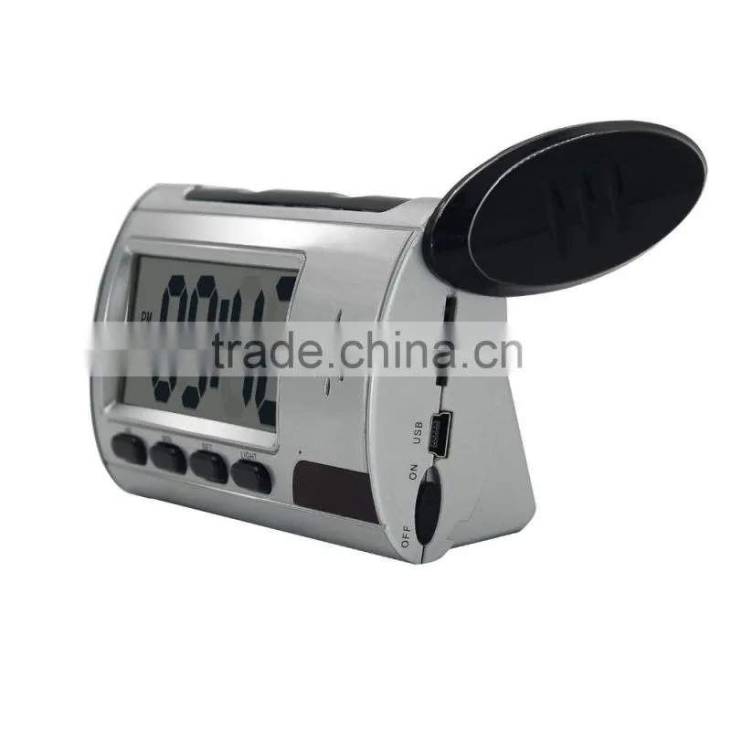 factory price wide angle 640*480 resolution clock with remote control mini spy nanny camera