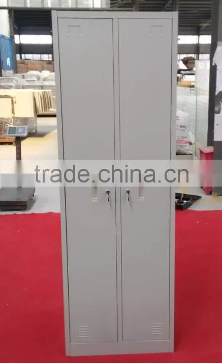 Factory direct KD structure staff locker 2 door steel storage wardrobe