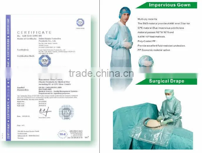 Wholesale high quality hospital clothing disposable, waterproof clothing china