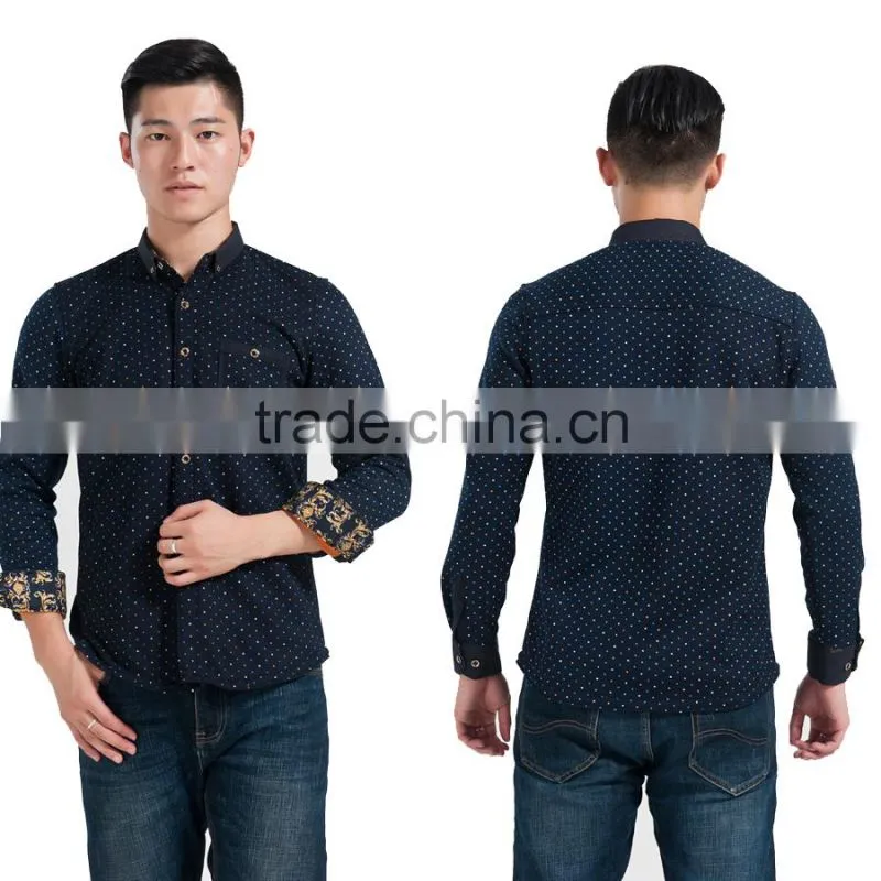 2015 man winter warm flannel imprint long sleeve shirt