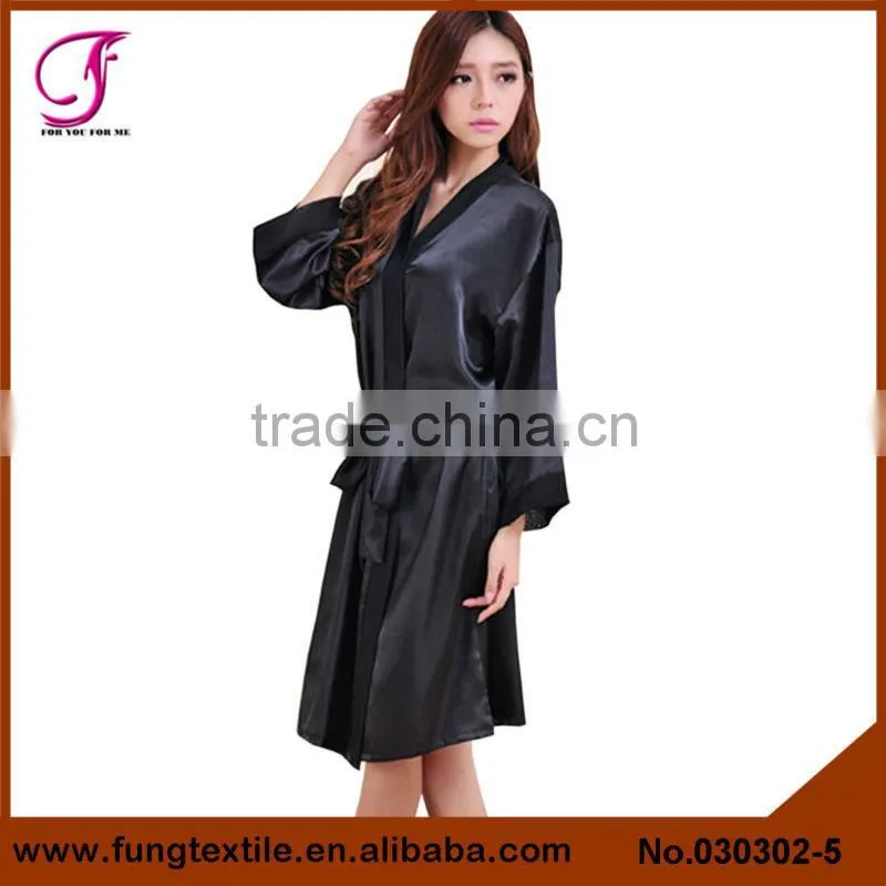 030302 New Style Plain Long Satin Robe
