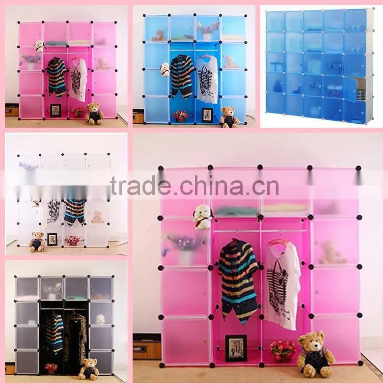 2015 Plastic portable particle board wardrobe with casters