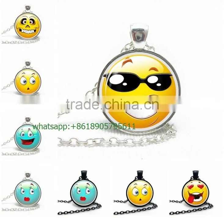 Wholesale IN STOCK 2016 New Emoji Smile Leather Necklace for Best Friends