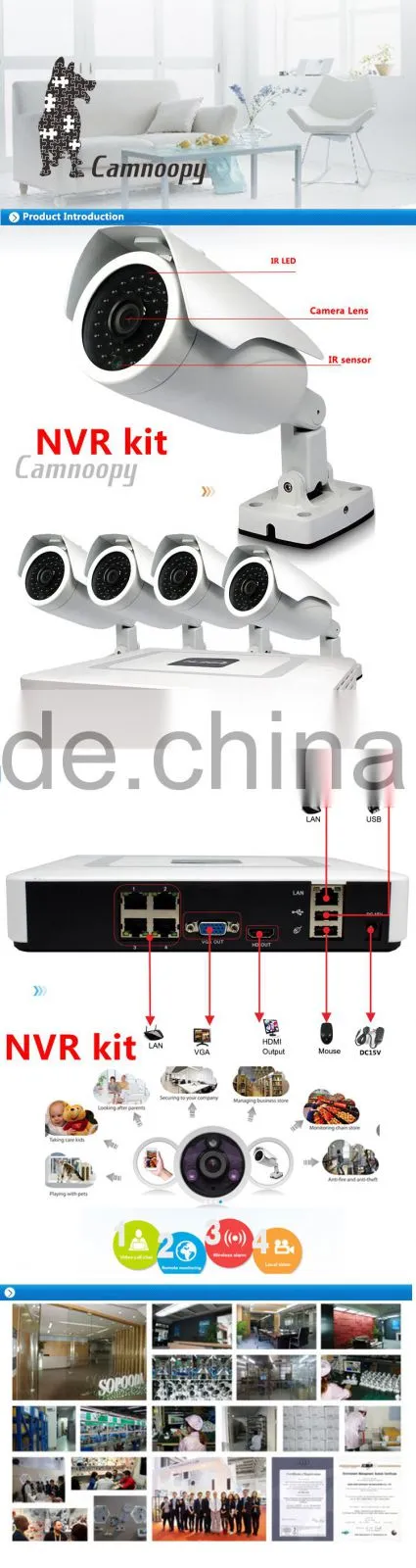 H264 P2P 4x 720P IP Camera POE CCTV Security Recording System Kit