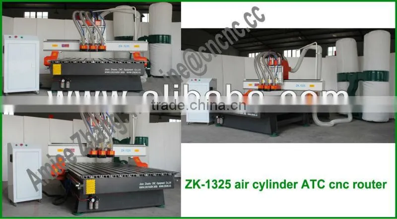 3 Tools 3 Spindles Auto Changer Wood CNC Engraving MacheChanging 3 Spindles With Original NcStudio System Dust Collector ZK-1325