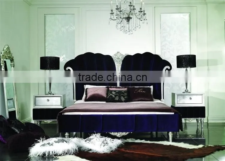 New Classical European style bedroom furniture set Bed Bedside table Royal Chair