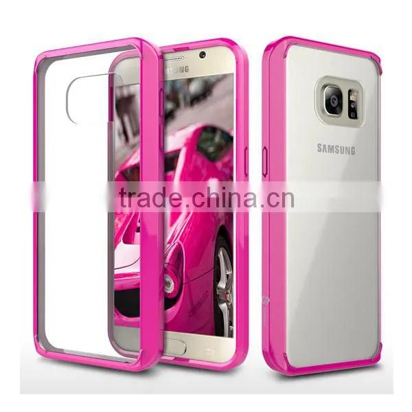 C&T Slim Lightweight Crystal Clear back panel+Soft Electroplating TPU bumper case for Samsung Galaxy S7 Edge