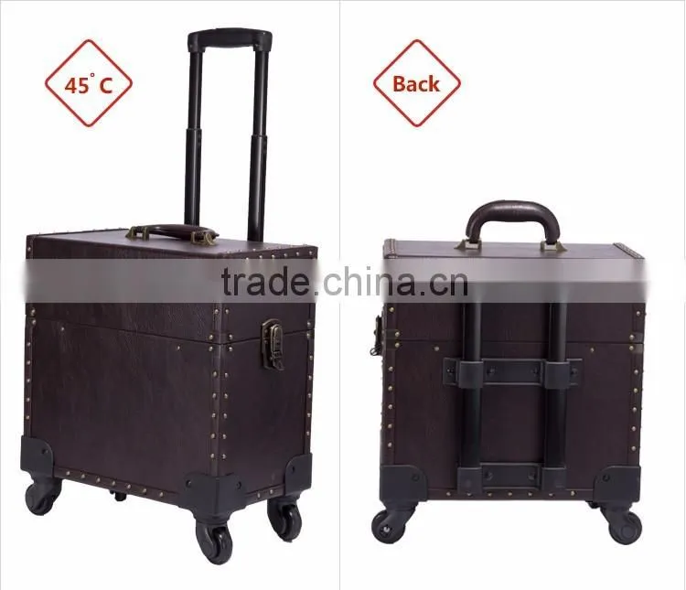 2016 cheapest professional PVC rolling cosmetic makeup case beauty box