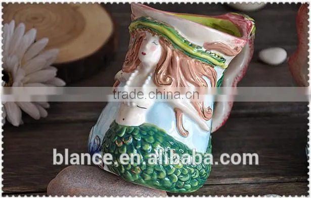 2015 new arrival ceramic mermaid mug mermaid shape