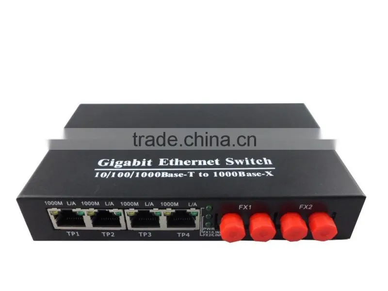 Gigabit Ethernet ST 10/100/1000M fiber optic media converter,4 port fiber optic media converter ,ftth optical receiver
