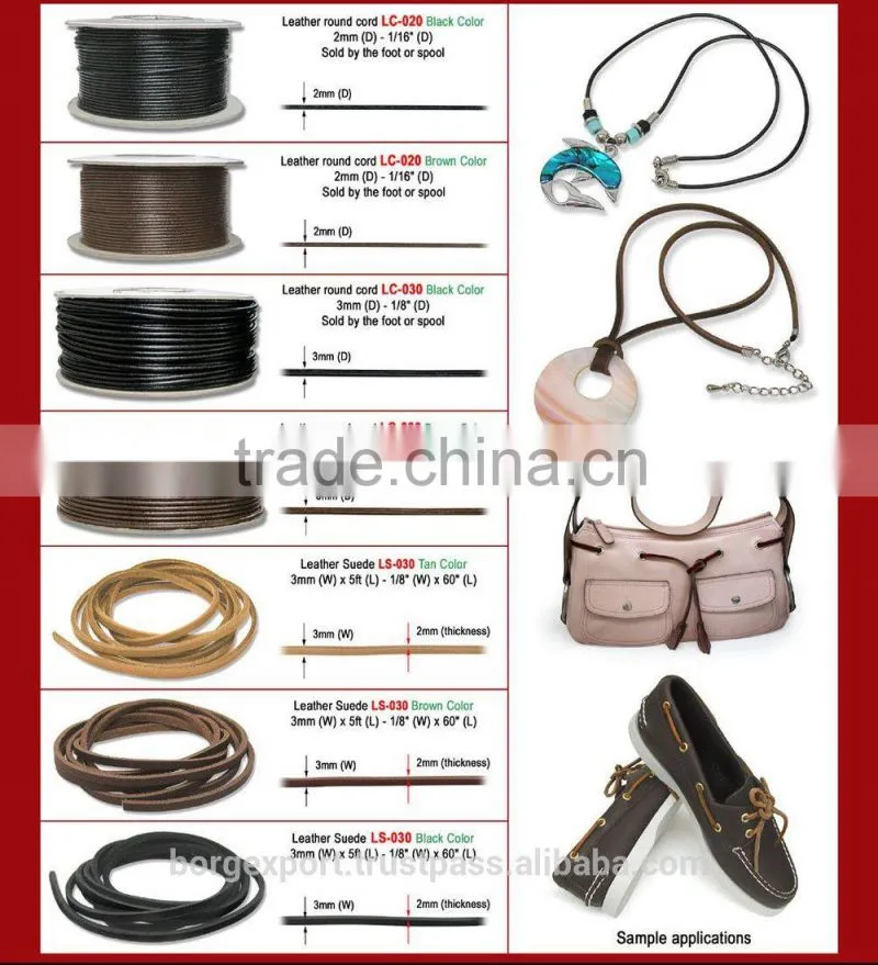 1mm Brown Round Leather Cords from Borg Export