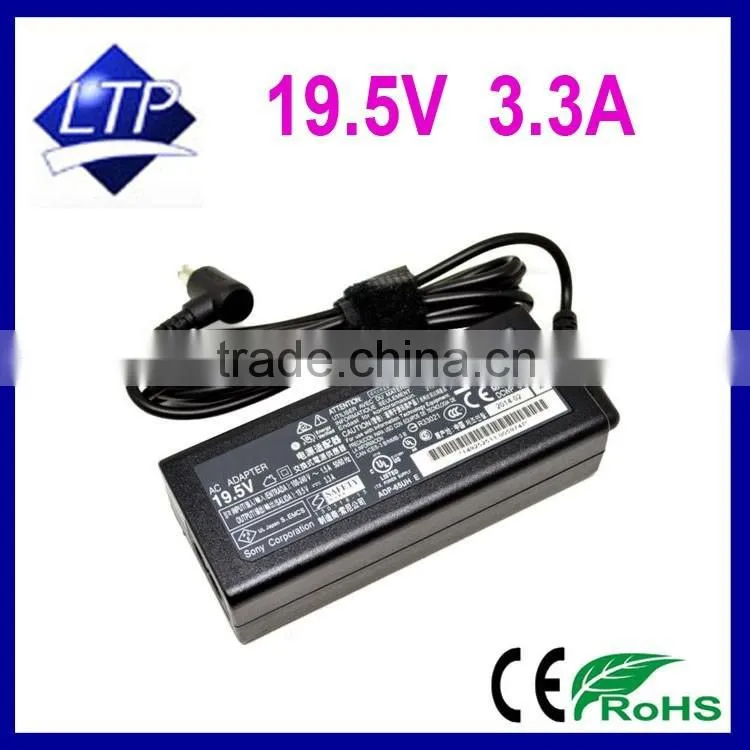Brand new laptop Adapter 19.5V 3.3A 6.5*4.4mm power supply for Sony 65W notebook charger