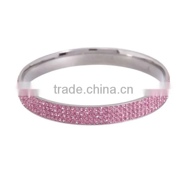 2014 Popular Metal Stainless Steel Bracelet Rhinestone Coil Bracelet