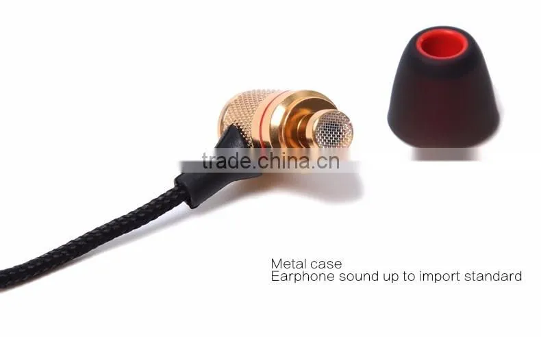 2016 popular metal wired earphone in ear earbuds with microphone