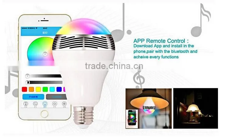 Smart Bluetooth LED Light Bulbs Wireless Control Speaker Smart Music Audio Speaker LED RGB Color Bulb Light Lamps