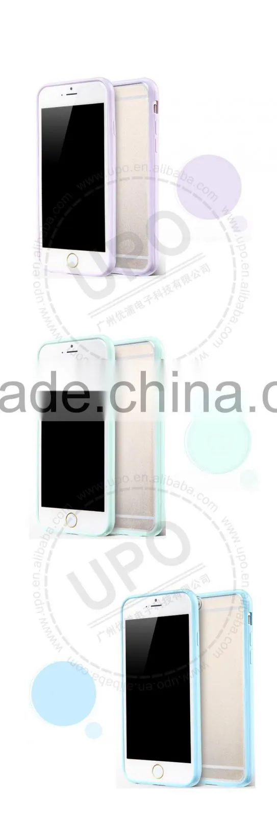 Flexible Soft gel tpu bumper and slim transparent hard PC plastic back clear case cover for iPhone 6 6s