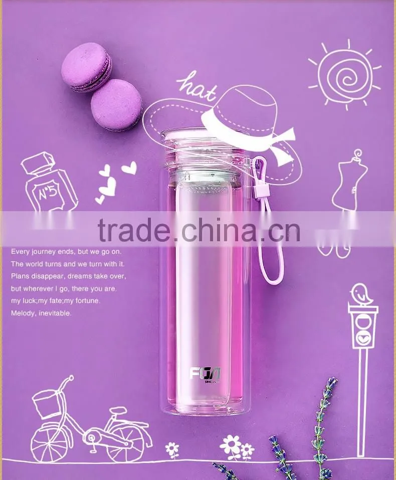 BPA Free Fruit Juice 300 ml Forest Antique Holy Water Custom Voss Glass Water Bottle with Fabric Bag