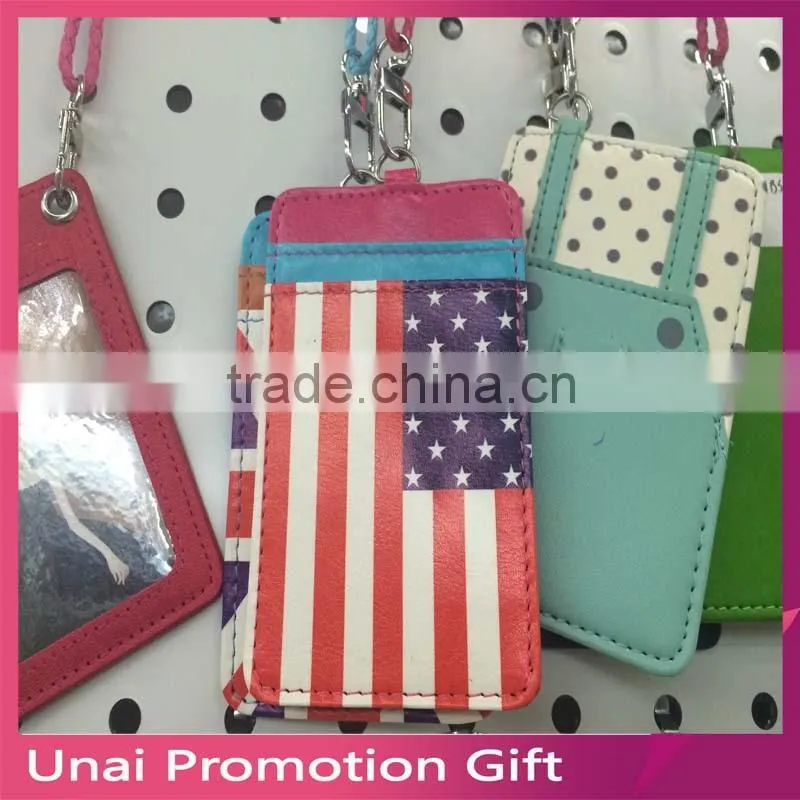 Hot Sale Retractable Reels ID Badge Holder With Leather Wallet