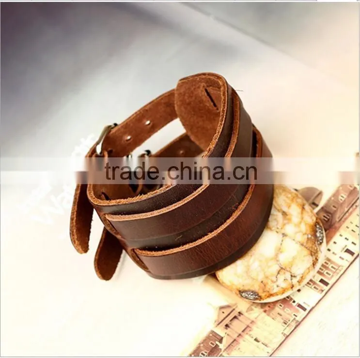 wholesale 100% Genuine leather bracelets handmade jewelry braided leather bracelets