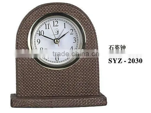 Hotel Supplies Faux Leather Covered Quartz Clock Personalized