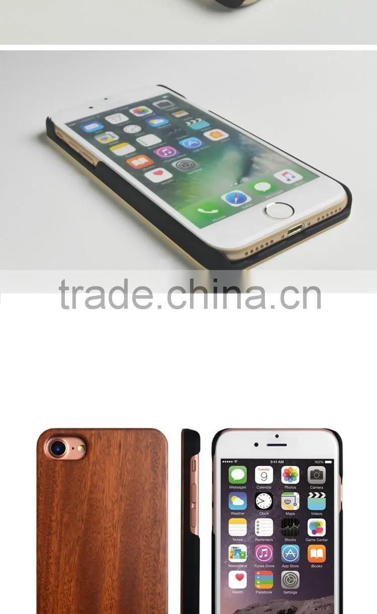 For iPhone 7 Phone Back Real Wooden Case Cover