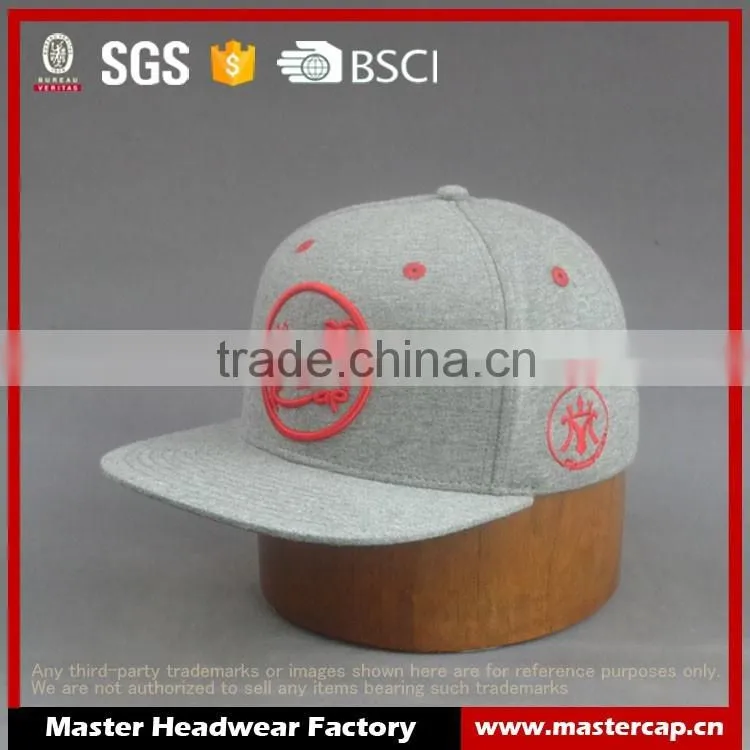 Customized 100% cotton twill 6-panel snapback cap with embroidery logo