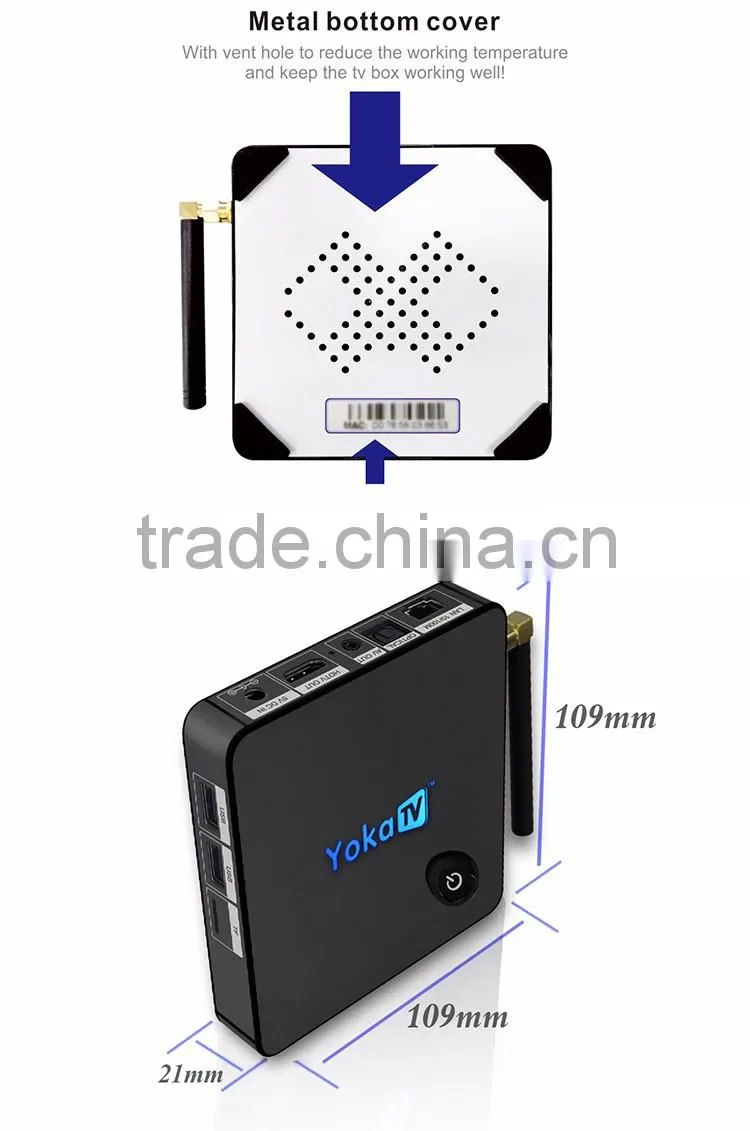 Yoka TV dual frequency wifi S905X quad core CPU penta core gpu on the top box