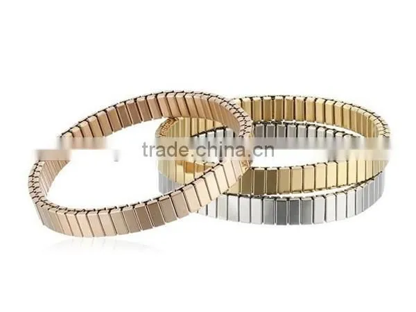 Fashion color plated 316l stainless steel bracelet elastic