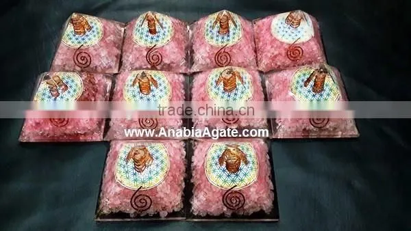 Red Colour Orgone Pyramid With Silver Pearl,s : Wholesale Orgone pyramid
