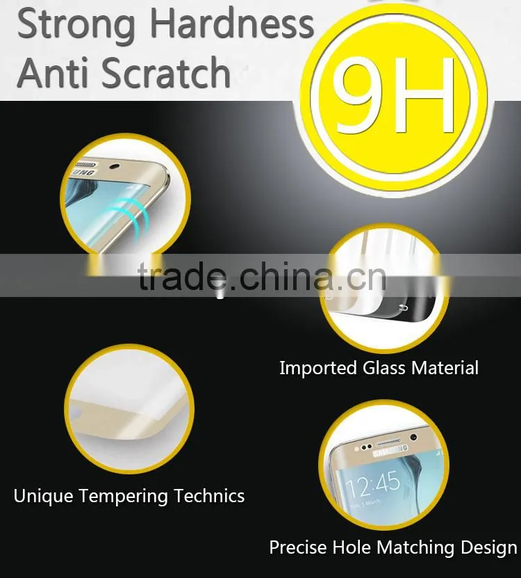 Wholesale 3d tempered glass protector for Samsung S6 edge Full cover curved tempered glass with factory price