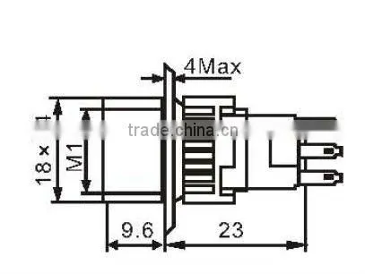 rectangle head small button push button switch 2NO+2NC KD16-11J KD16-22J