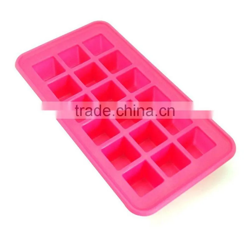Silicone Ice Cube Tray Hot Pink, 18 Perfect Square Ice Tray, Superior Mold With Flexible Easy Release Silicone Square Ice Tray