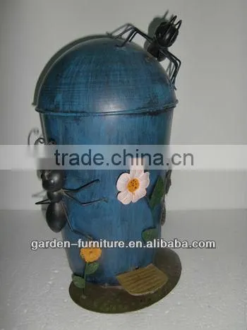 wholesale wrought iron handed crafts outdoor decor stylish unique decorative metal trash cans