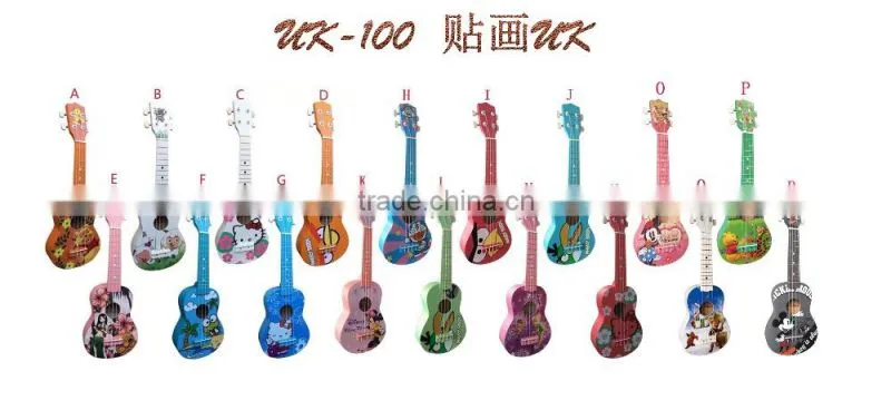 China facotory 21 inch colourful Ukulele wholesale (UK-100) cartoon ukulele guitars china made guitars