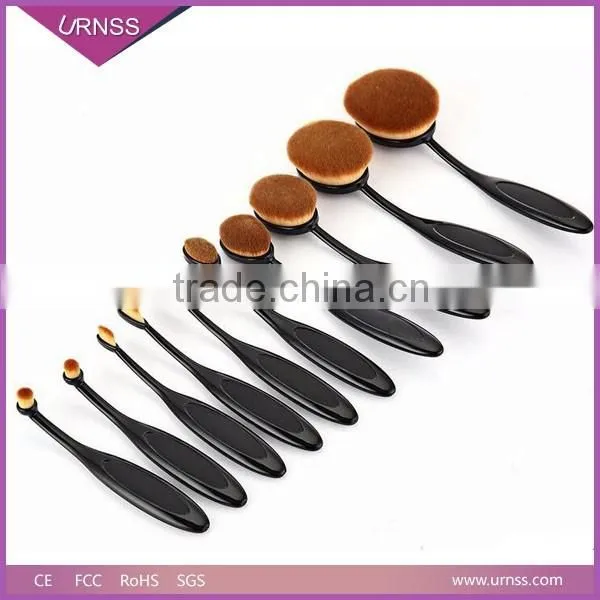 2016 Professional 10pcs Oval Toothbrush Makeup Brushes Set With Package