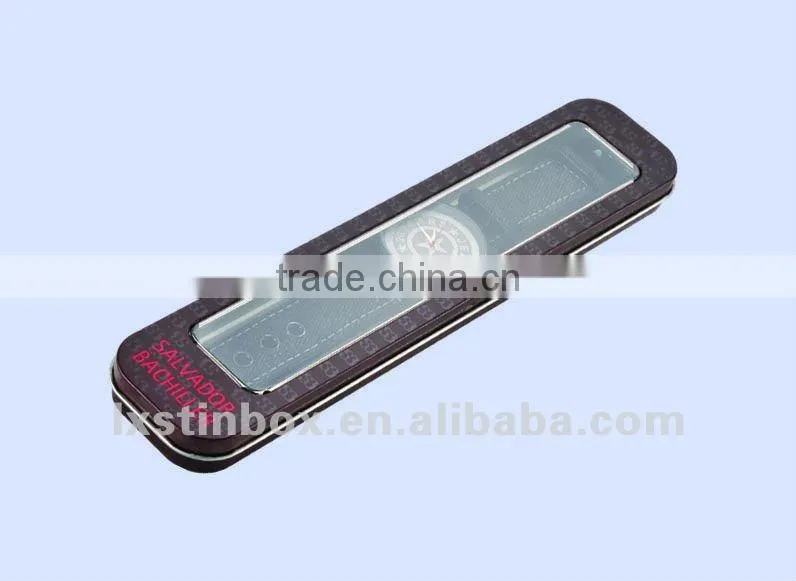 high quality black with pvc window watch tin box