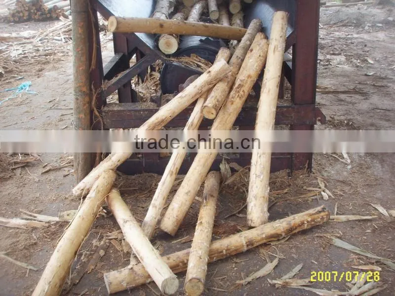 Timber barking machine in the forest
