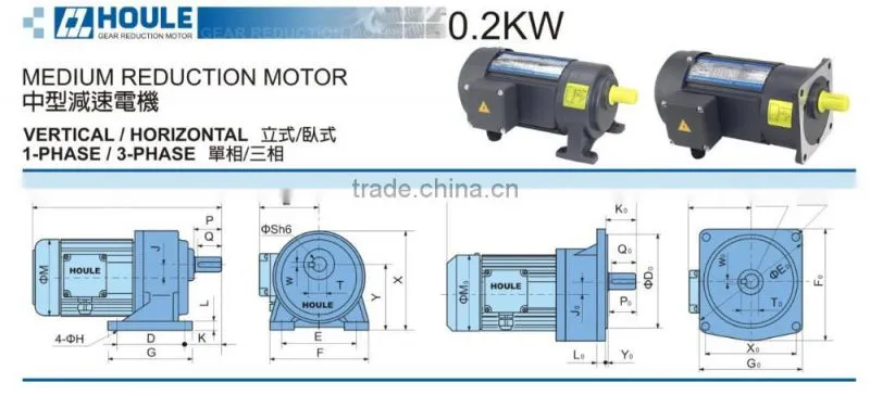 HOULE 0.4KW AC single phase gear reduction motor hard gear motor
