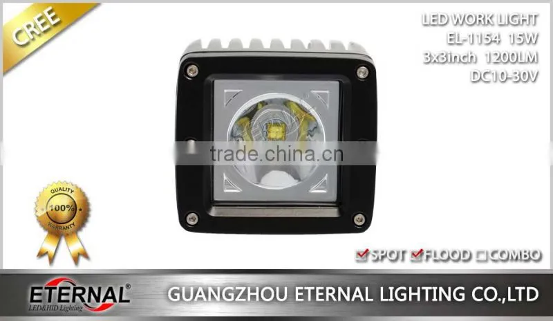 3x3in sigle LED 15W cube pod pillar 4x4 Jeep off-road powersports motorsports ATV UTV SUV high power LED work light fog lamp