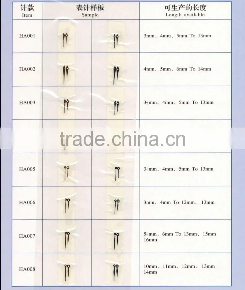 gold plating diamond cut watch hands without luminous