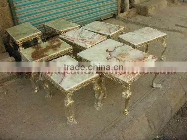 Natural color dark green onyx table