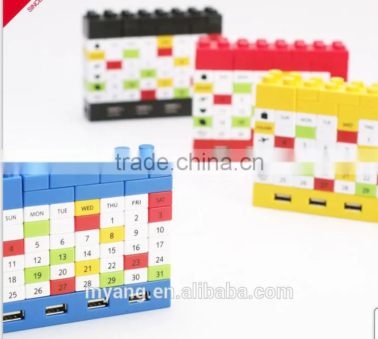 Creative USB HUB DIY blocks usb 2.0 hub calendar with bluetooth/usb hub with cable/Executive DIY desk calendar 2015
