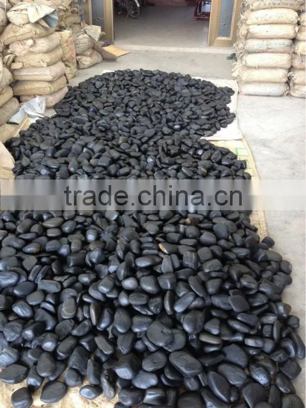 High polished black pebble stone