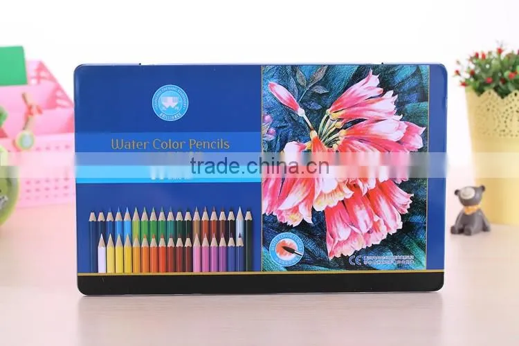 Factory Wholesale High Quality 36 Metal Box Drawing Wood Water Color Pencil Set for Secret Garden