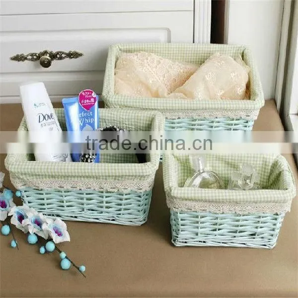 Household Furniture Zakka Storge Basket Wicker Waste Bin Country Style